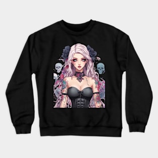 Ethereal Despair Heart of an Emo Goth Anime Girl Crewneck Sweatshirt